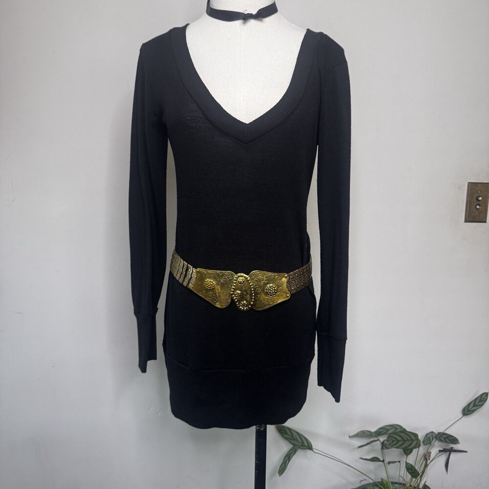 Vintage Y2K Black Longline Cardigan Minimal Soft Grunge L